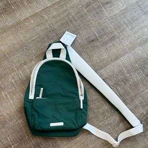 Athleta Dark Green and White Sling Backpack